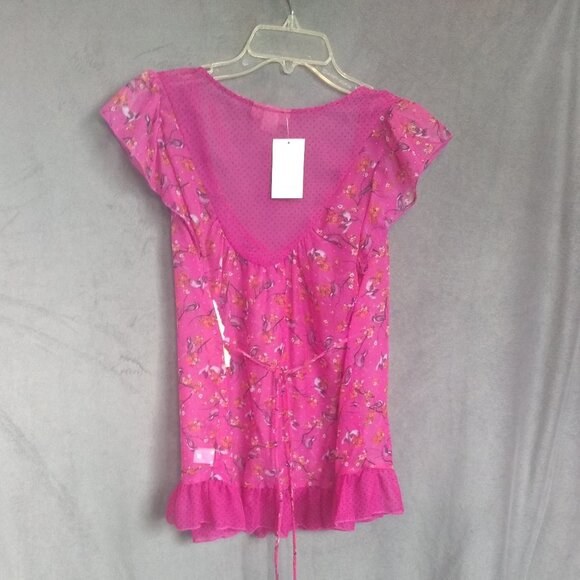 SOLD. Belle du Jour "Into the Woods" Semi-Sheer Tie-Waist Top - Picture 10 of 12